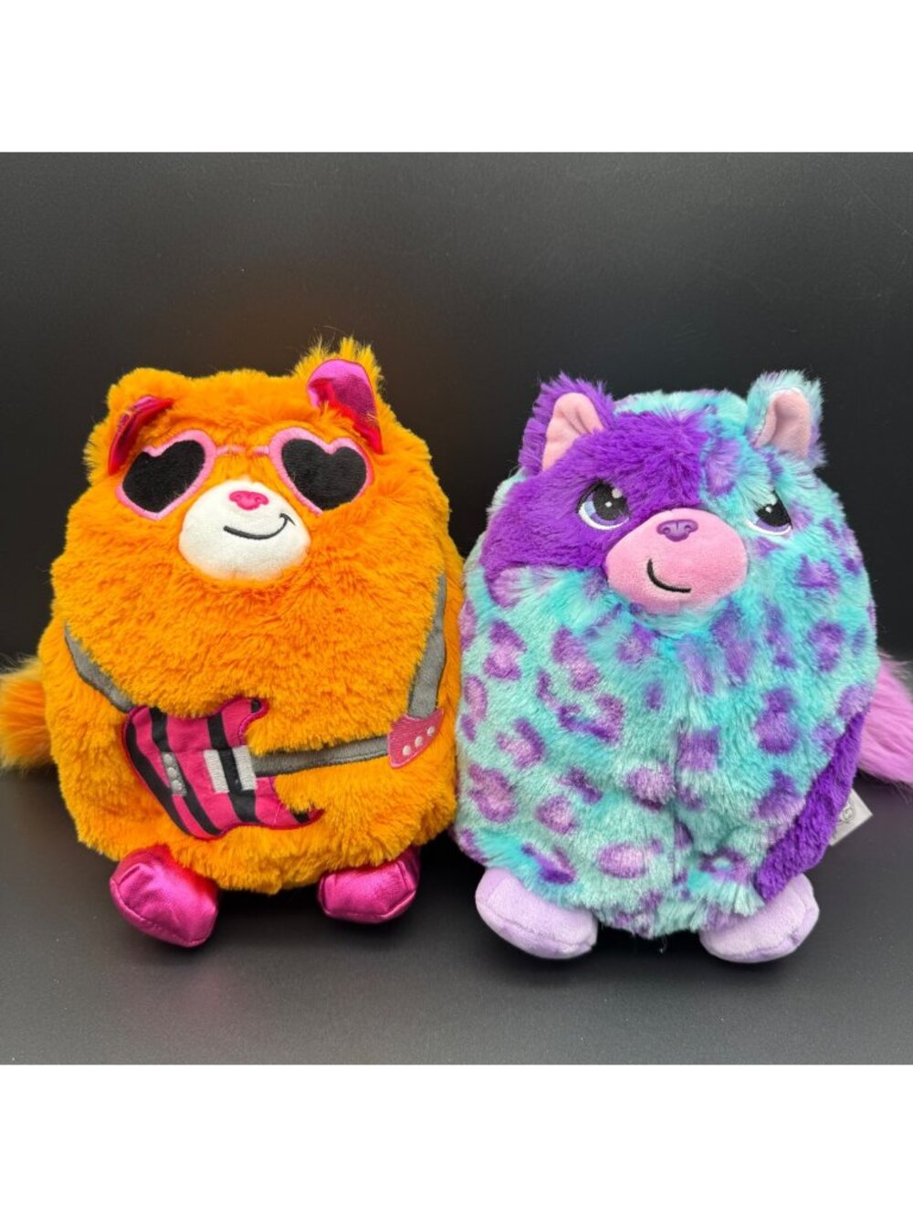 Plush Lot of 2 Misfittens Cat Stuffed Animal Toy Basic Fun Soft Cuddly Guitar